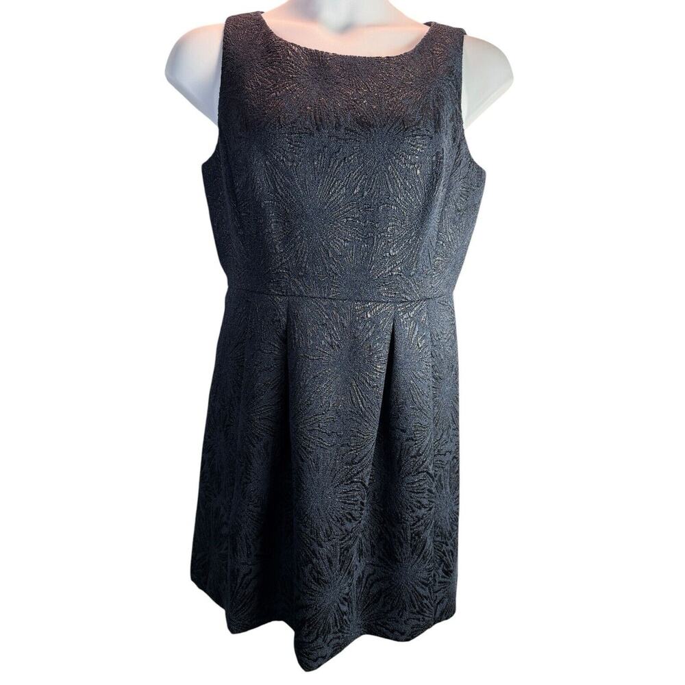Tahari Arthur S Levine Blue Sheath Dress Textured Metallic Women's Size 12P NWT‎